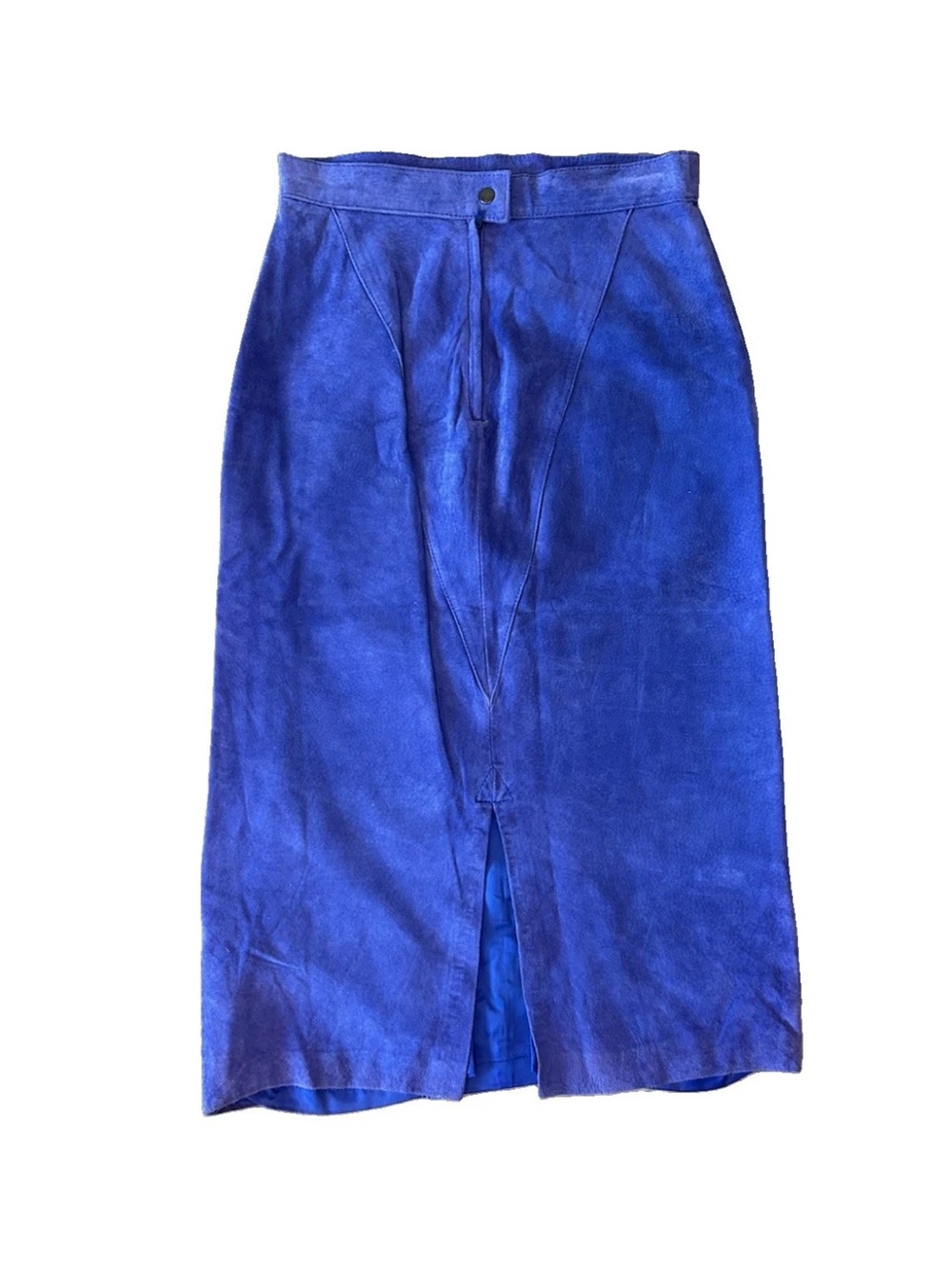 Vintage WINLIT Periwinkle Purple Suede Leather Midi Skirt Korea High Waist 7/8 - Picture 10 of 15